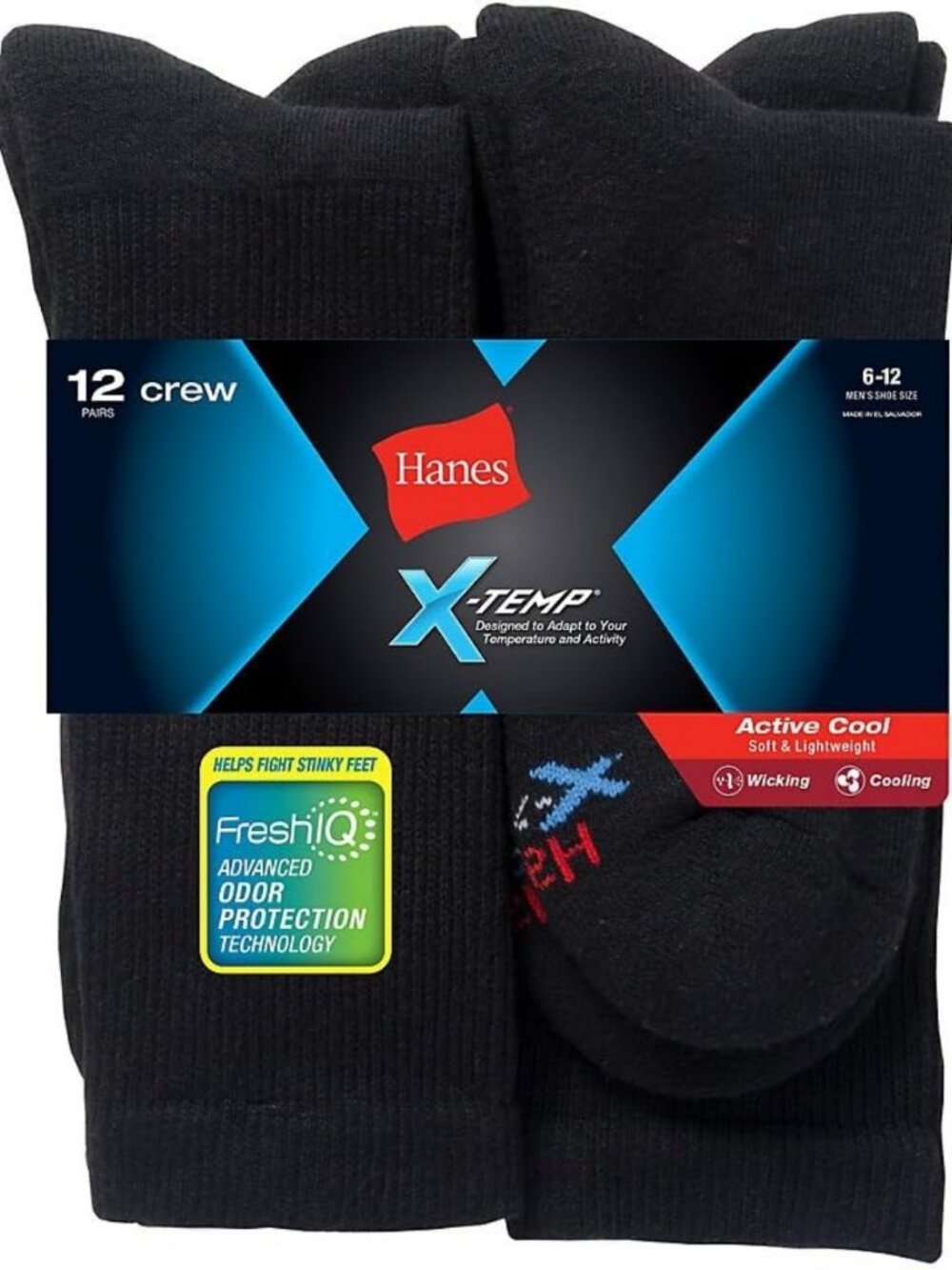 Men's Big & Tall Crew Socks - 12-Pack, Comfortable Cotton Blend, Everyday